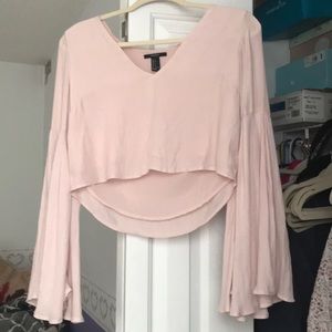 Pink Flowy bell sleeved F21 crop top